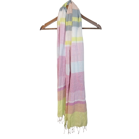 J.CREW Pastel Stripes Light Weight Airy Cotton Scarf Onesize - Picture 1 of 5